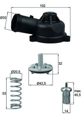 Thermostat, coolant - TI 244 83D MAHLE
