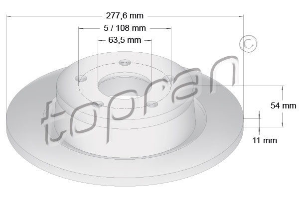 Brake Disc - 302 249 TOPRAN