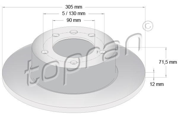Brake Disc - 208 236 TOPRAN
