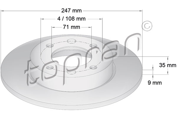 Brake Disc - 721 182 TOPRAN