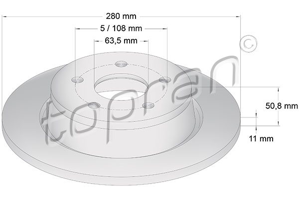 Brake Disc - 304 249 TOPRAN