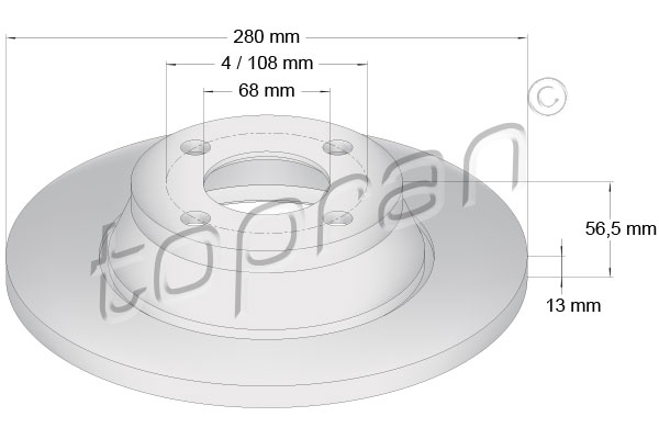 Brake Disc - 104 415 TOPRAN