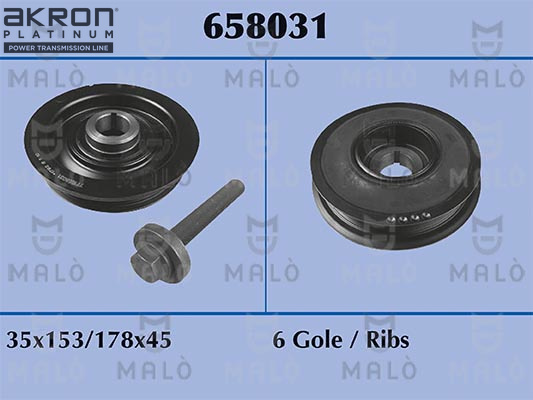 Belt Pulley Set, crankshaft - 658031 AKRON-MALÒ