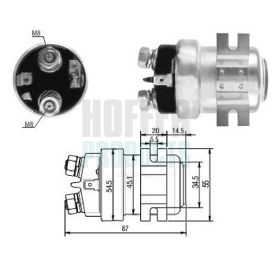 Solenoid Switch, starter - 46001 HOFFER