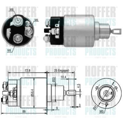 Elettromagnete, Motore d'avviamento - 6646010 HOFFER