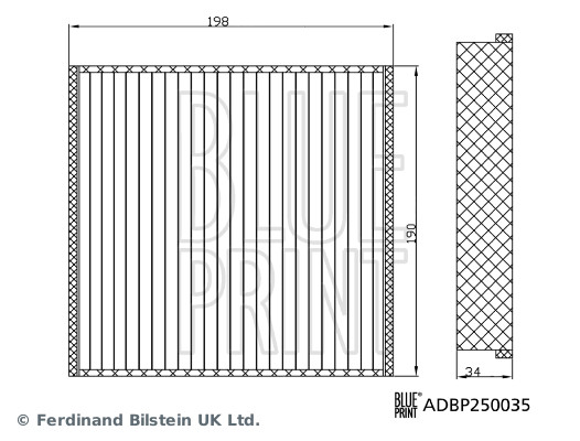 Filter, interior air - ADBP250035 BLUE PRINT