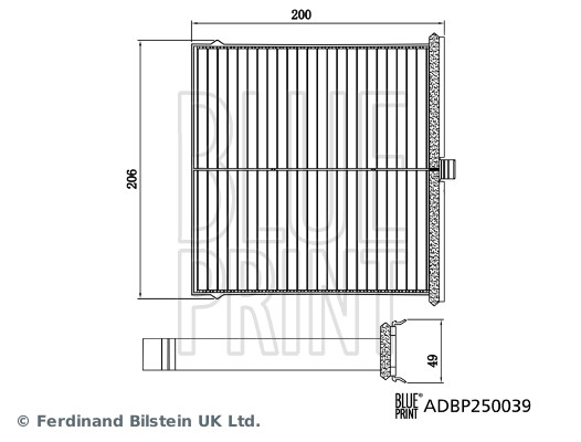 Filter, interior air - ADBP250039 BLUE PRINT