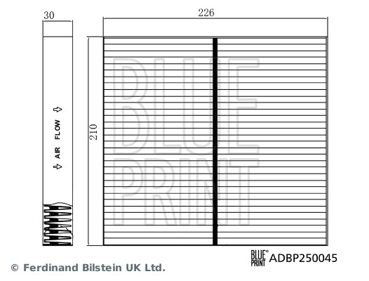 Filter, interior air - ADBP250045 BLUE PRINT