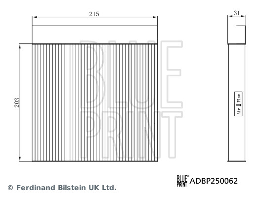 Filter, interior air - ADBP250062 BLUE PRINT
