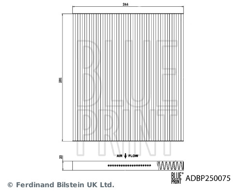 Filtro, Aria abitacolo - ADBP250075 BLUE PRINT