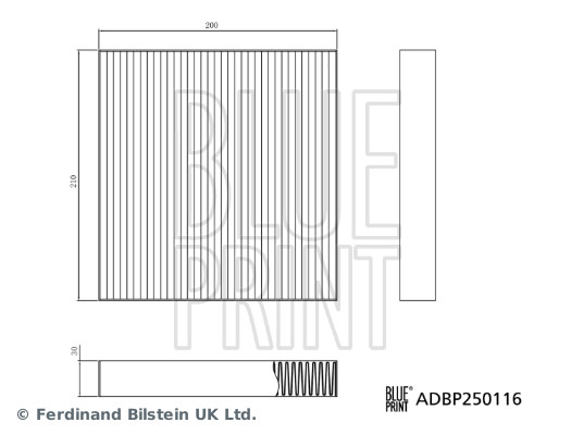 Filter, interior air - ADBP250116 BLUE PRINT