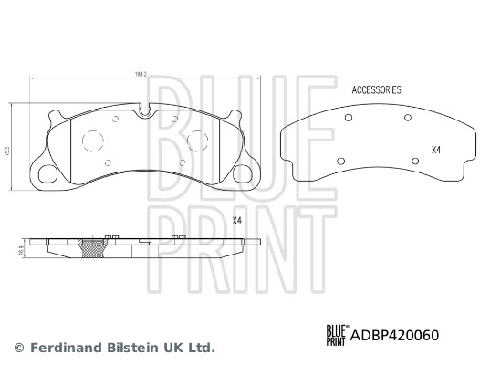 Комплект тормозных колодок, дисковый тормоз - ADBP420060 BLUE PRINT