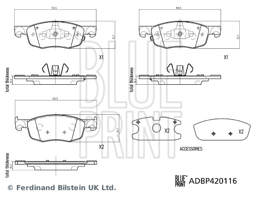 Brake Pad Set, disc brake - ADBP420116 BLUE PRINT