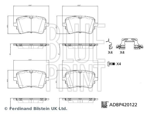 Kit pastiglie freno, Freno a disco - ADBP420122 BLUE PRINT