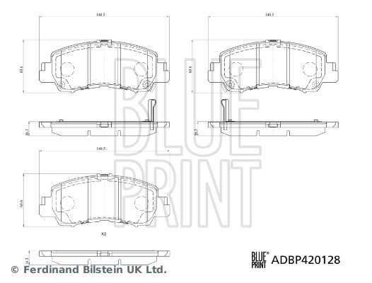 Kit pastiglie freno, Freno a disco - ADBP420128 BLUE PRINT