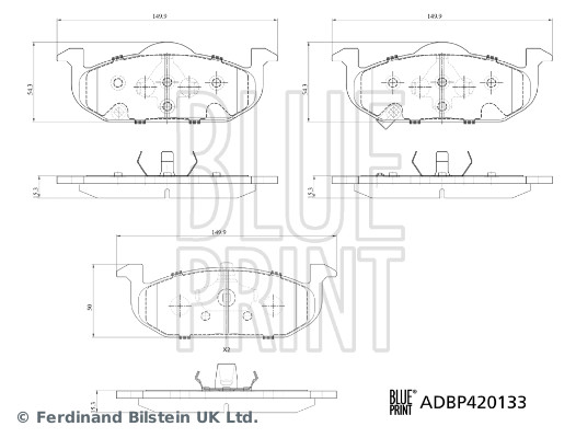 Kit pastiglie freno, Freno a disco - ADBP420133 BLUE PRINT