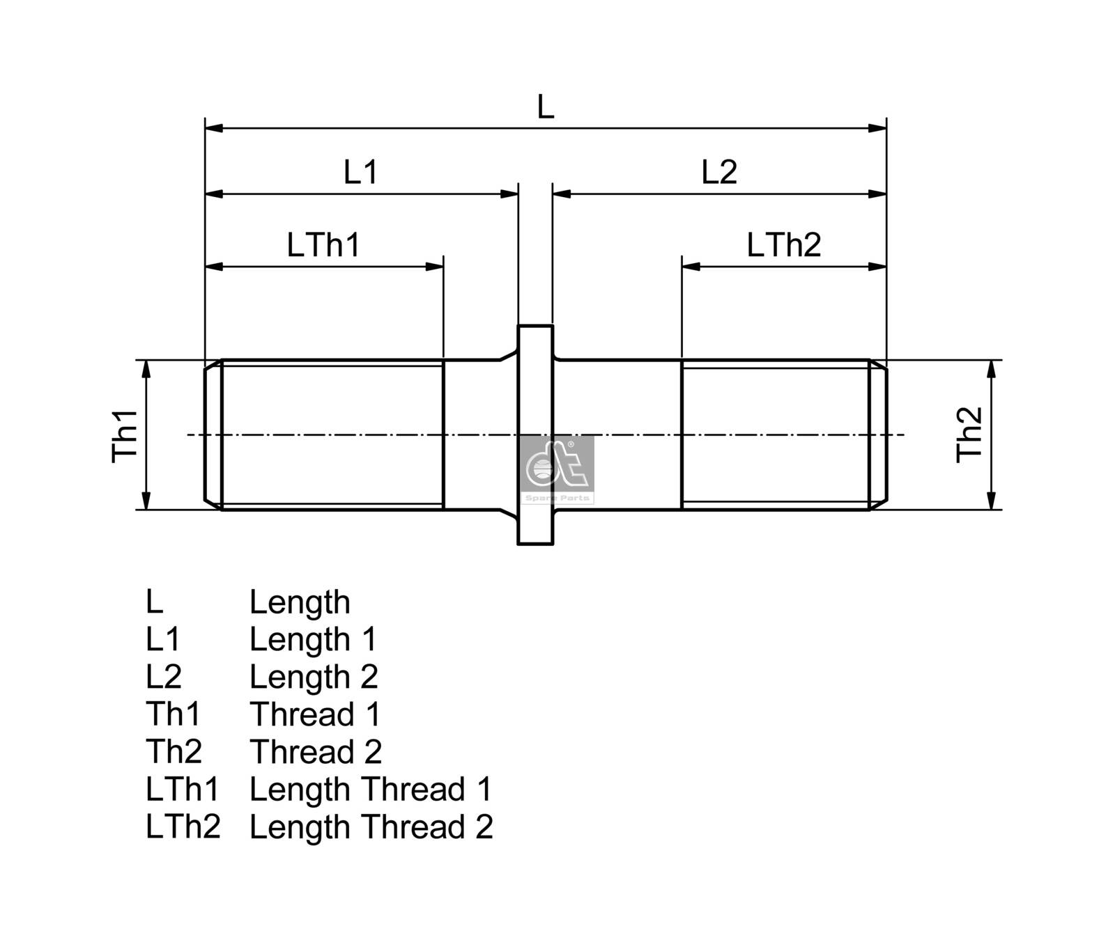 Wheel Stud - 10.30002 DT Spare Parts