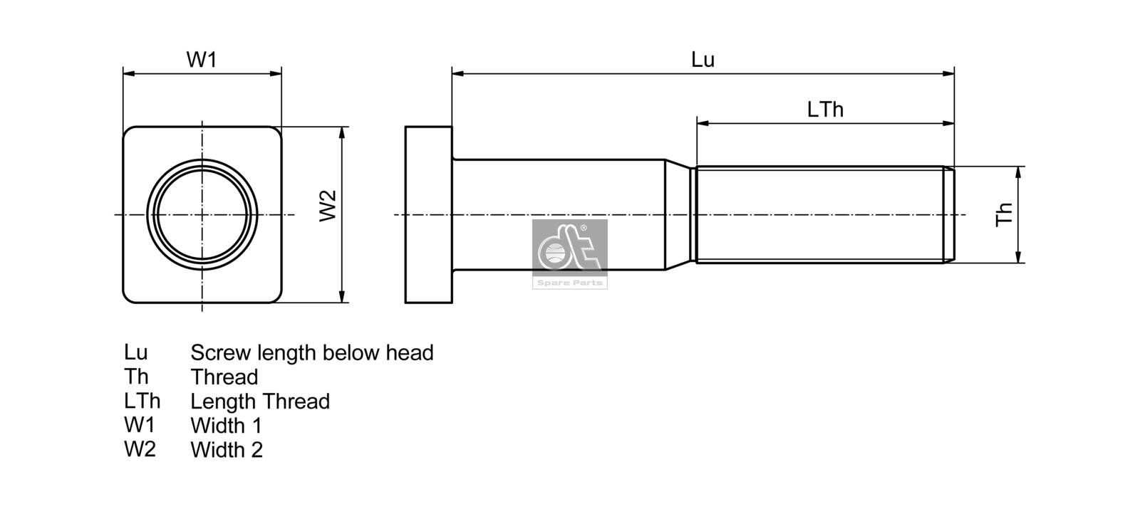 Wheel Stud - 1.17034 DT Spare Parts