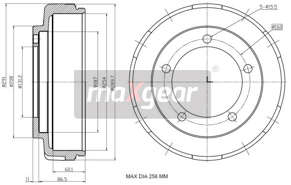 Brake Drum - 19-2305 MAXGEAR