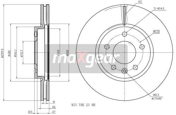 Brake Disc - 19-2332 MAXGEAR