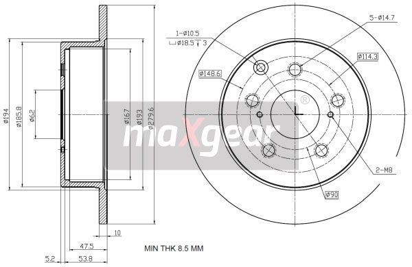 Brake Disc - 19-2353 MAXGEAR