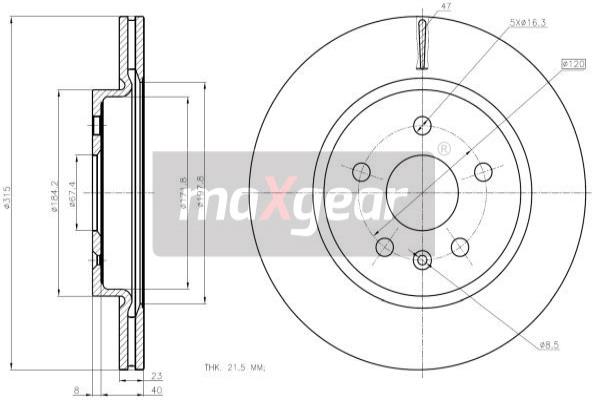 Тормозной диск - 19-2368 MAXGEAR
