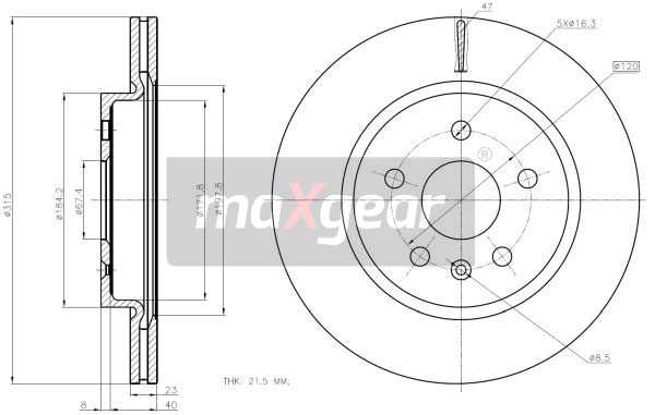 Brake Disc - 19-2368 MAXGEAR