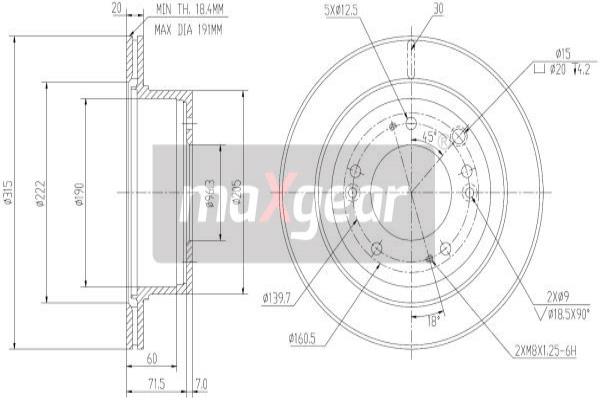 Тормозной диск - 19-2372 MAXGEAR