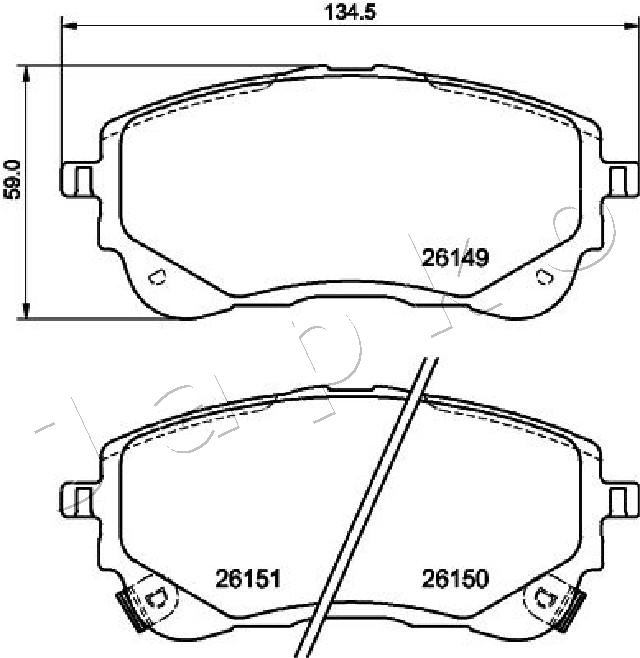 Комплект тормозных колодок, дисковый тормоз - 502027 JAPKO