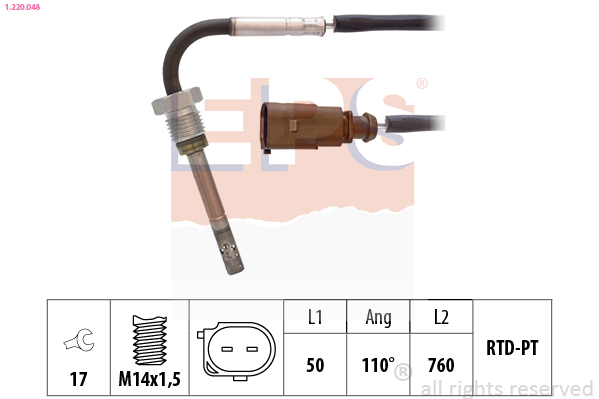 Sensor, exhaust gas temperature - 1.220.048 EPS