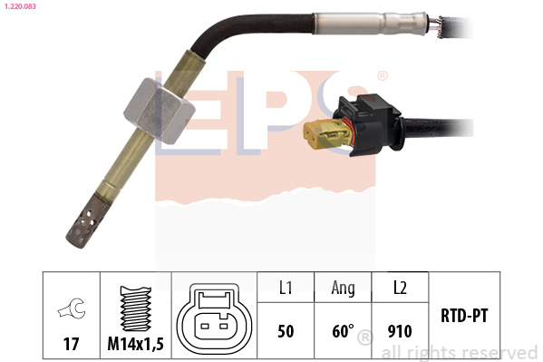 Sensore, Temperatura gas scarico - 1.220.083 EPS