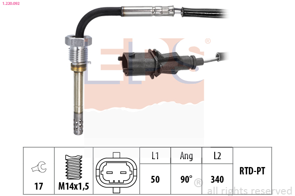 Sensore, Temperatura gas scarico - 1.220.092 EPS