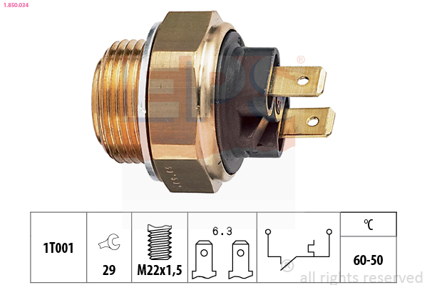 Temperature Switch, radiator fan - 1.850.034 EPS