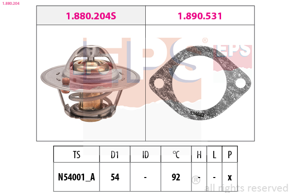 Thermostat, coolant - 1.880.204 EPS