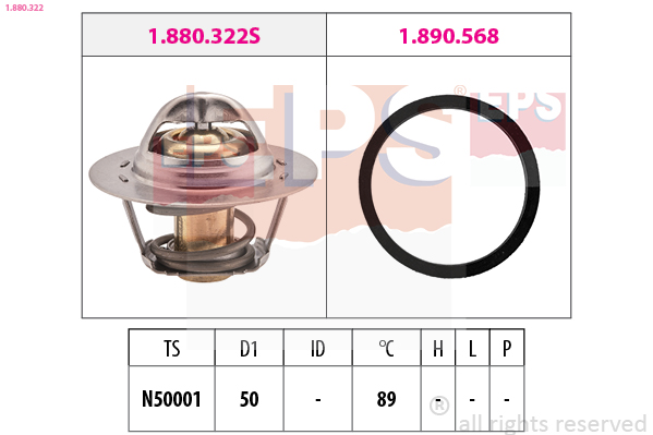Thermostat, coolant - 1.880.322 EPS