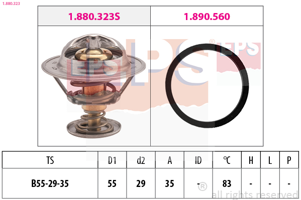 Thermostat, coolant - 1.880.323 EPS