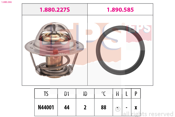 Thermostat, coolant - 1.880.366 EPS
