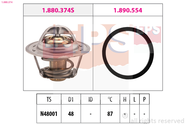 Thermostat, coolant - 1.880.374 EPS