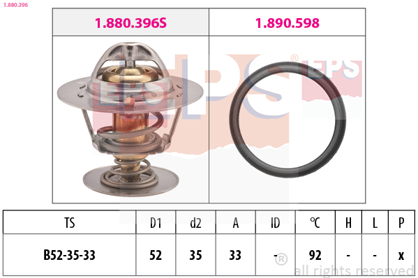 Thermostat, coolant - 1.880.396 EPS
