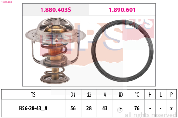 Thermostat, coolant - 1.880.403 EPS