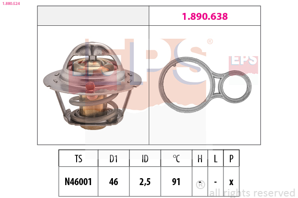 Thermostat, coolant - 1.880.524 EPS