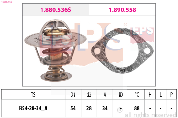 Thermostat, coolant - 1.880.536 EPS