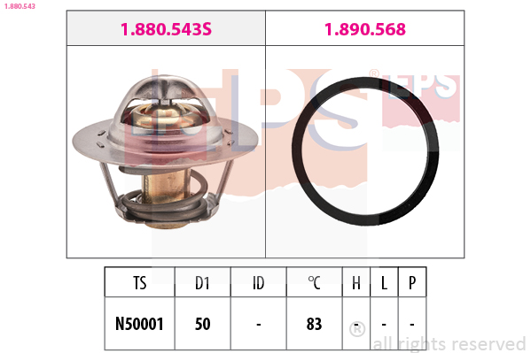 Thermostat, coolant - 1.880.543 EPS