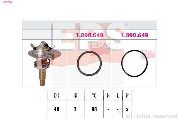 Thermostat, coolant - 1.880.609 EPS
