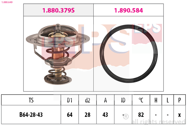 Thermostat, coolant - 1.880.649 EPS