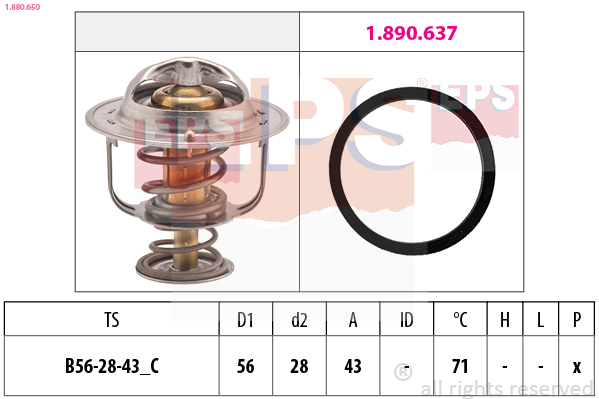 Thermostat, coolant - 1.880.650 EPS