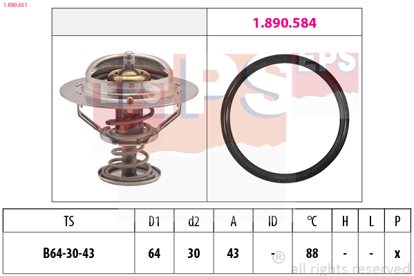 Thermostat, coolant - 1.880.651 EPS
