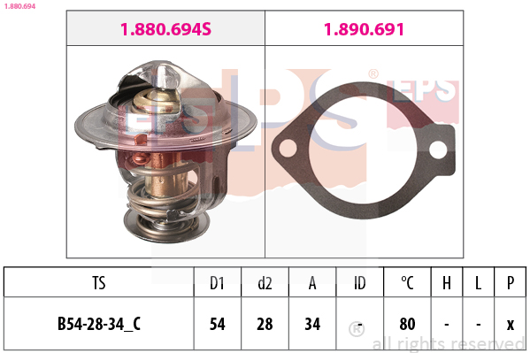 Thermostat, coolant - 1.880.694 EPS