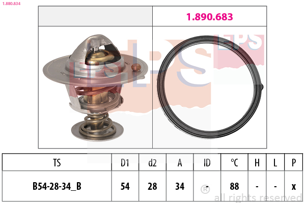 Thermostat, coolant - 1.880.834 EPS