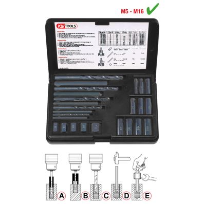 Комплект ручных разверток, шпильки - 150.1305 KS TOOLS